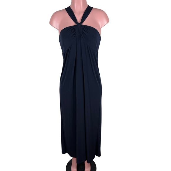 LOFT navy blue halter dress midi maxi Y2K wedding guest resort size 6 - Picture 1 of 6